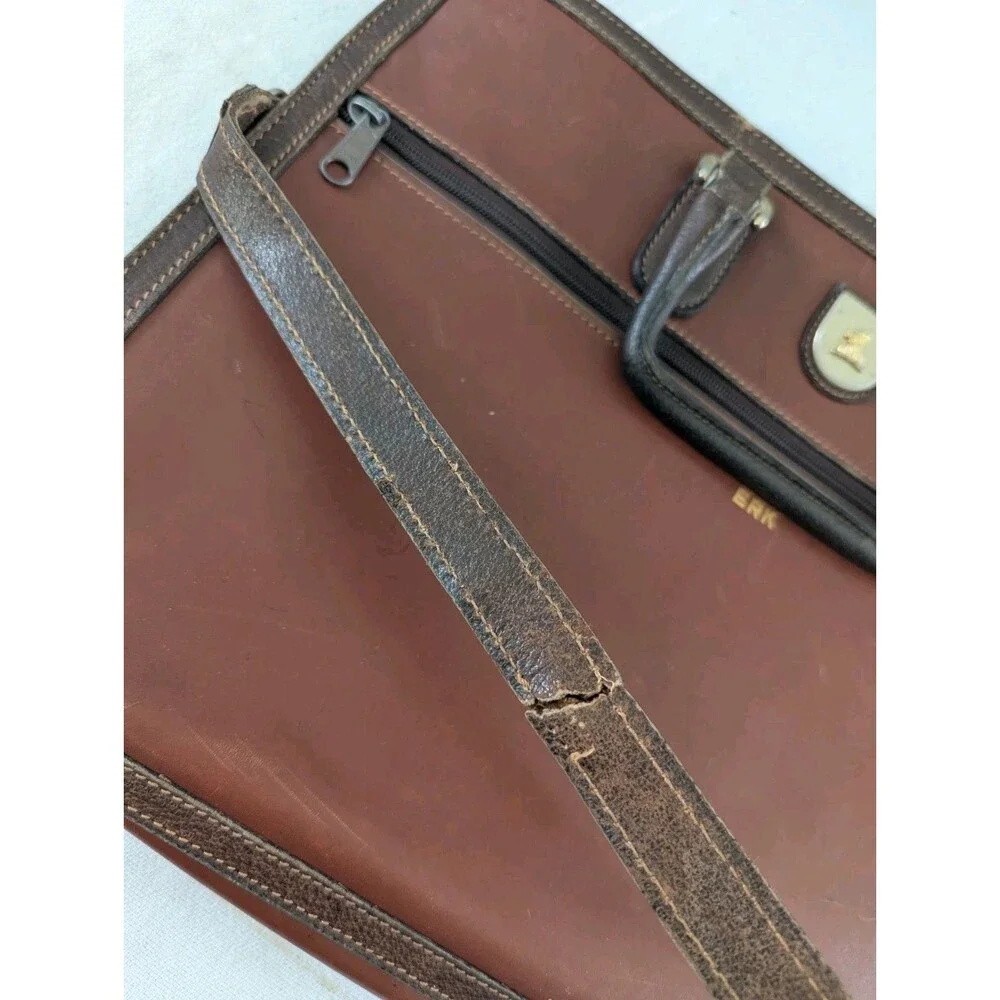 Vintage Mark Cross Men's Brown Leather Briefcase Made In Italy 80s Attache